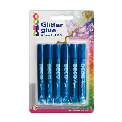[TPC07764] COLLA GLITTER - BLISTER 6 PENNE ML.10,5 - BLU (min.ord.12 o multipli)
