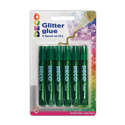 [TPC07765] COLLA GLITTER - BLISTER 6 PENNE ML.10,5 - VERDE (min.ord.12 o multipli)