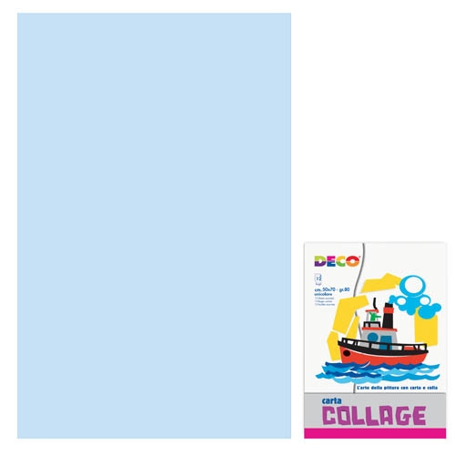 [TPC08305] CARTA RASATA CM.50X70 - CONF. 12 FG. - AZZURRO