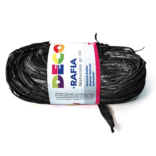 [TPC08532] RAFIA NATURALE - PACCHETTO GR.50 - NERO (min.ord.6 o multipli)