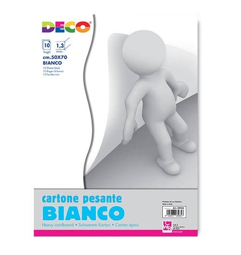 [TPC08965X10] CARTONE PESANTE BIANCO/BIANCO SPESS. 1,3 - CM.50X70 - CONF.10 FG.