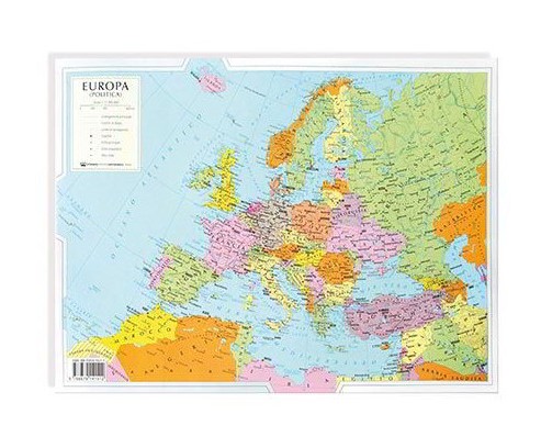 [TPC09346X10] CARTA GEOGRAFICA DA BANCO CM.42x29,7 - EUROPA  POLITICA/FISICA - CONF.10 PZ.