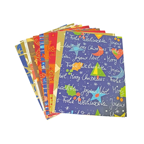 [TPC09433] CARTA REGALO CM.70X100 - BUSTA 10 FG. - ASSORTIMENTO NATALE