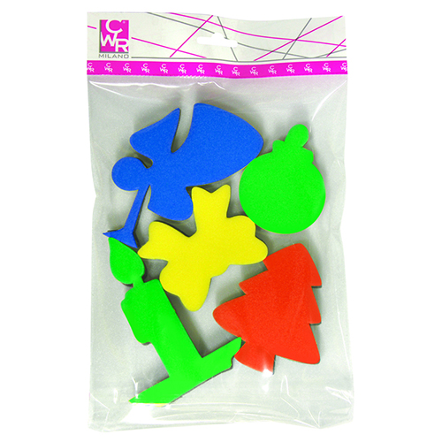 [TPC09952] TIMBRI SPUGNA IMPUGNATURA RIGIDA - SET 5 PZ. - SOGG. NATALIZI