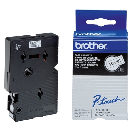 [DBROTC291] NASTRO BROTHER TC-291 9MMX7,7 NERO/BIANCO
