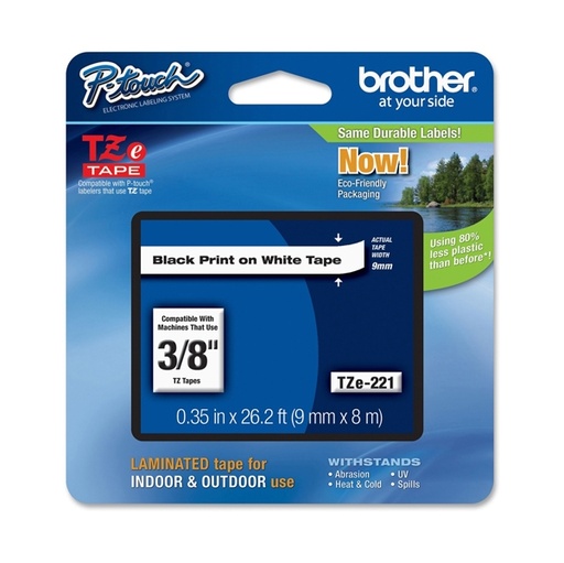 [DBROTZE221] NASTRO BROTHER TZE-221 9MMx8MT NERO/BIANCO