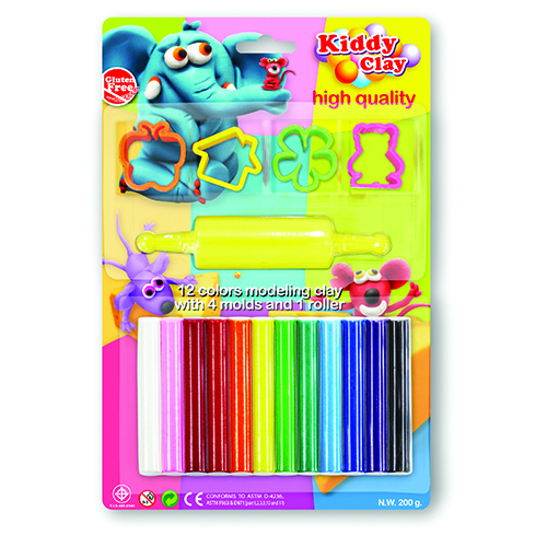 [TPC10565] KIDDY CLAY - PLASTILINA GR.200 + ACCESSORI - BLISTER (min.ord.4 o multipli)