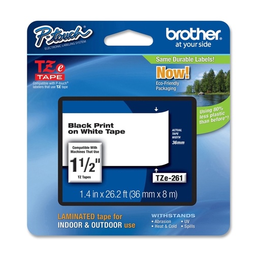 [DBROTZE261] NASTRO BROTHER TZ-e261 36MMX8MT NERO/BIANCO