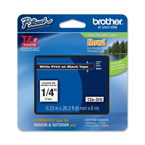 [DBROTZE315] NASTRO LAMINATO BROTHER TZE-315 6MMx8MT BIANCO/NERO