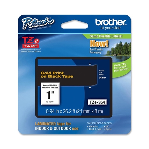 [DBROTZE354] NASTRO LAMINATO BROTHER TZE-354 24MMx8MT ORO/NERO