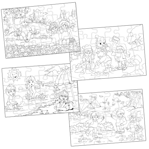 [TPC10839] SET 4 PUZZLE LE STAGIONI DA COLORARE