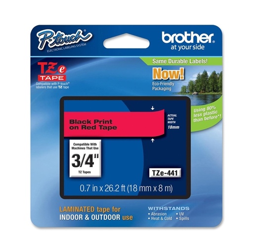 [DBROTZE441] NASTRO BROTHER TZE-441 18MMx8MT NERO/ROSSO