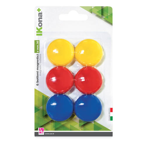 [TPC11258] BOTTONI MAGNETICI MM.30 - BS. 6 PZ. ASS. (min.ord.12 o multipli)