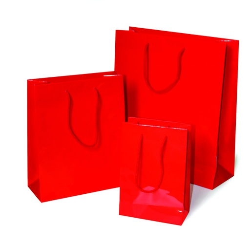[TPC11298] SACCHETTO ROSSO PLASTIF.LUCIDO CM. 16+8X24 - PZ. 25