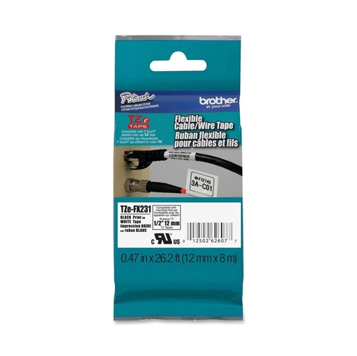[DBROTZEFX231] NASTRO LAM. FLESSIBILE TZE-FX231 12MMx8MT NERO/BIANCO