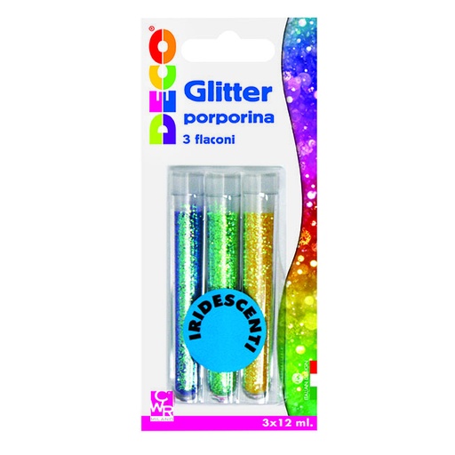 [TPC11593] GLITTER - BLISTER 3 FLACONI - COLORI IRIDESC. ASS. (min.ord.6 o multipli)