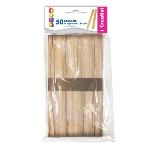 [TPC11690] STECCHE LEGNO NATURALE MM.18X150 - BUSTA 50 PZ.