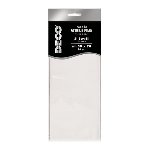 [TPC12283-01] CARTA VELINA 20 GR. BUSTA 5 FG. CM.50X76 BIANCO