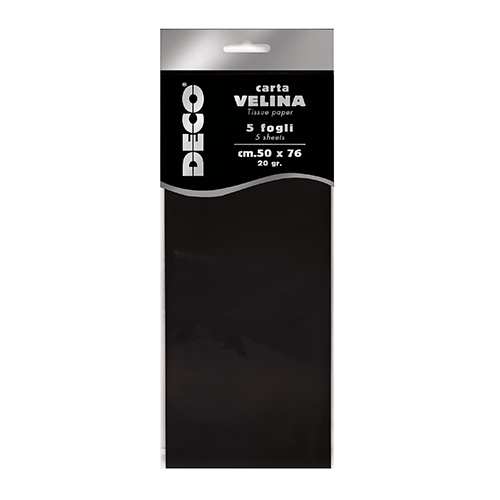 [TPC12283-20] CARTA VELINA 20 GR. BUSTA 5 FG. CM.50X76 NERO