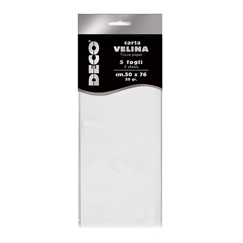 [TPC12295-01] CARTA VELINA 20 GR. BUSTA 5 FG. CM.50X76 BIANCO PERLESCENTE
