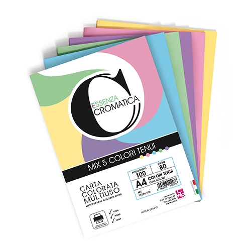 [TPC12296-100] CROMATICA 80 CARTA COLORI TENUI ASSORT. GR. 80 - A4 - FG. 100 (min.ord.6 o multipli)