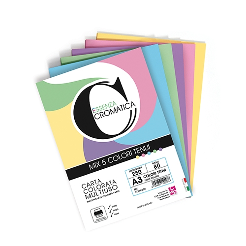 [TPC12298-250] CROMATICA 80 CARTA COLORI TENUI ASSORT. GR. 80  A3 - FG. 250