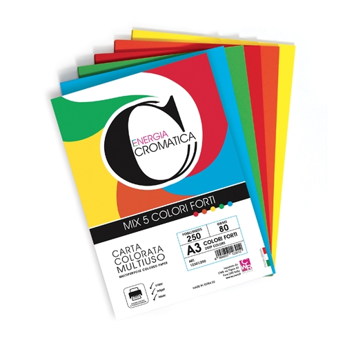 [TPC12301-250] CROMATICA 80 CARTA COLORI FORTI ASSORT. GR. 80 - A3 - FG. 250