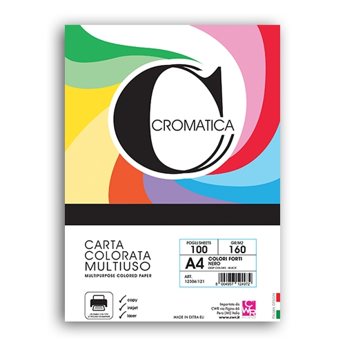 [TPC12306-121] CROMATICA 160 CARTA COLORI FORTI GR. 160 A4 - FG.100 - NERO