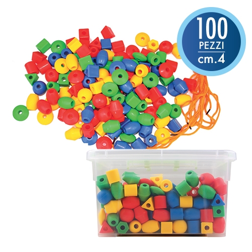 [TPC12340] PERLE DA INFILARE GRANDI CM.4 - BAULETTO 100 PEZZI