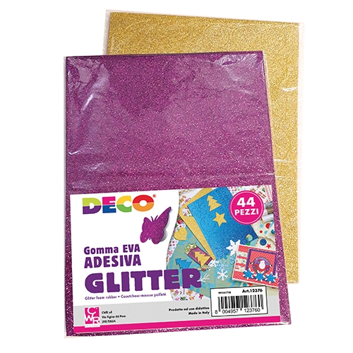 [TPC12376] SAGOME ADESIVE IN EVA GLITTER - BUSTA 44 PZ.