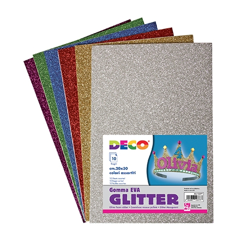 [TPC12377] GOMMA CREPP GLITTER - BUSTA 10 FOGLI CM.20X30 - COL. ASS.