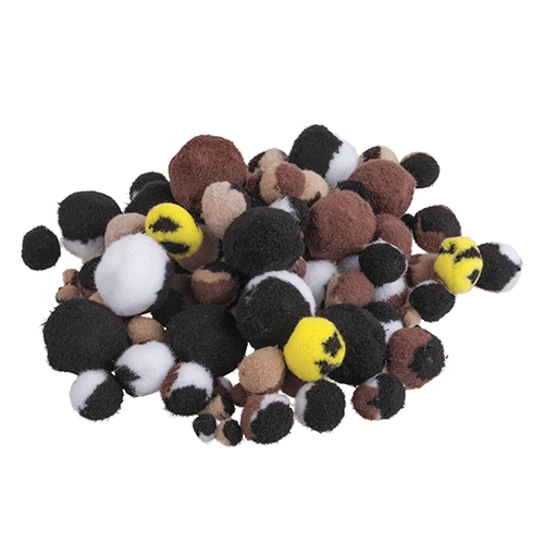 [TPC12612] POMPONS "MANTO ANIMALI" - SET PZ. 100 - DIAM. MM. 10-35