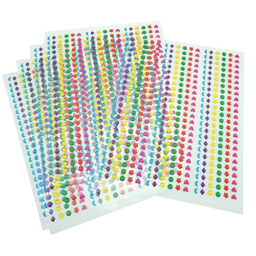 [TPC12621] ADESIVI CRISTALLO 3D DIAM. MM. 8 - SET PZ. 2150 CIRCA - COLORI E FORME ASS.
