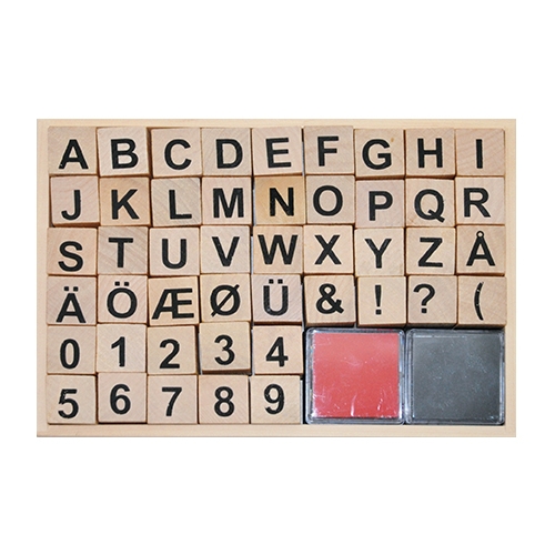 [TPC12654] TIMBRINI IN LEGNO CM. 2X2 - SET PZ. 46 - LETTERE E NUMERI