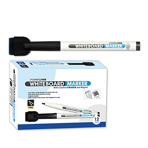 [TPC12768] MARKER  LAVAGNA CON MAGNETE+CANCELLINO SET 12 PEZZI -NERO