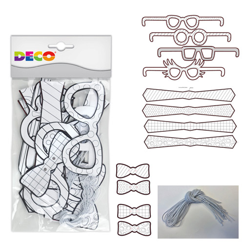 [TPC12922] PARTY SET - OCCHIALI E PAPILLON DA DECORARE - PZ. 12