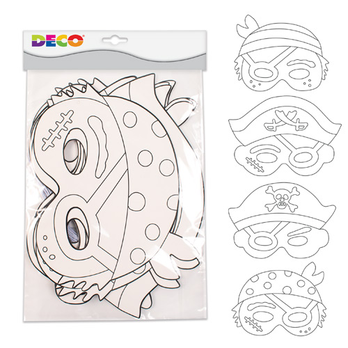 [TPC12924] MASCHERE IN CARTONE DA DECORARE - PIRATI - SET PZ. 12
