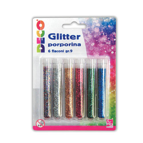 [TPC130-GL5] GLITTER - BLISTER 6 FLACONI - COL. ASS. (min.ord.6 o multipli)