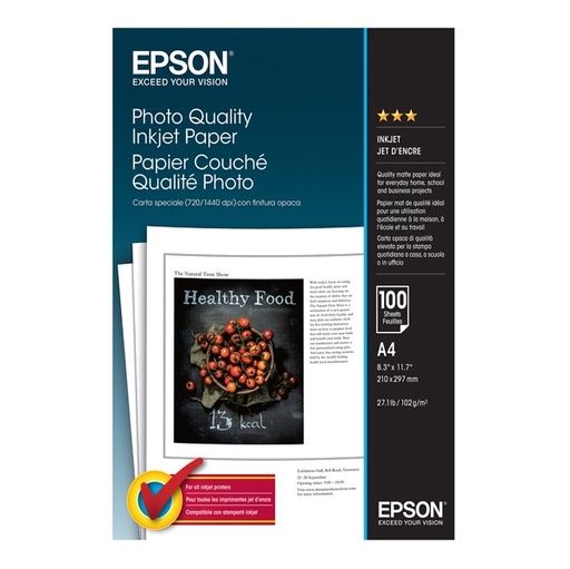[DEPSS041061] CARTA FOTOGRAFICA OPACA 100fg 102gr 210x297mm A4 720/1440dpi HQ EPSON
