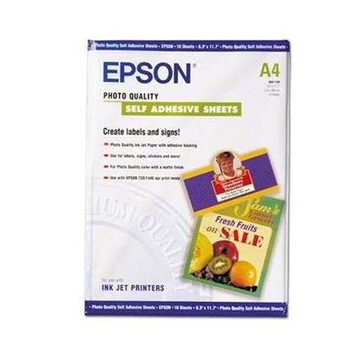 [DEPSS041106] CARTA FOTOGRAFICA INKJET ADESIVA 10fg 167gr 210x297mm A4 EPSON