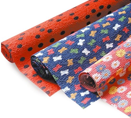 [TPC13348] CARTA CRESPA PEANTE GR.180 - SET 6 ROTOLI CM.70x150 - FANTASIE ASSORTITE