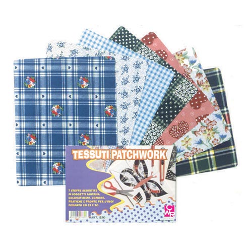 [TPC1550] TESSUTI PATCHWORK CM. 25X20 - CONF.7 PZ. ASSORTITI