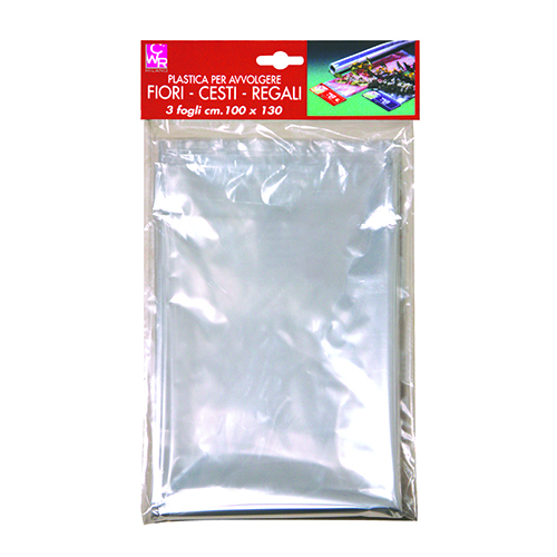 [TPC1766-3] PLASTICA FIORI TRASPARENTE - BUSTA 3 FOGLI CM. 100X130 (min.ord.5 o multipli)