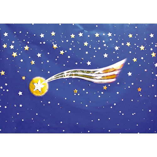 [TPC2148] CIELO METALLIZZATO CON COMETA - ROTOLO CM. 70X100 (min.ord.25 o multipli)