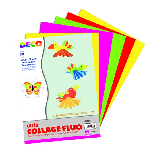 [TPC2151] CARTA FLUO ADESIVA - ALBUM 20 FOGLI CM. 35X50 - COL. ASS.