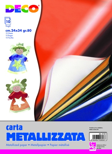 [TPC2155] CARTA METALLIZZ. CM. 24x34  CONF. 10 FG. - COL. ASS. (min.ord.5 o multipli)