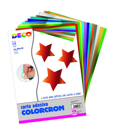 [TPC2172] COLORCROM ADESIVO - CONFEZ. 10 FOGLI CM. 50x70 ASS.