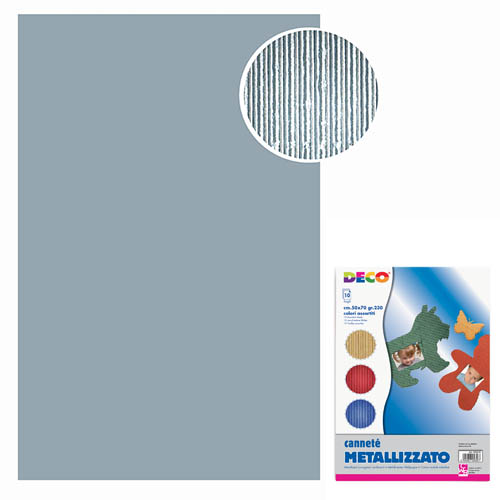 [TPC2225-2] CANNETE' METAL - BUSTA 10 FOGLI CM.50x70 - ARGENTO