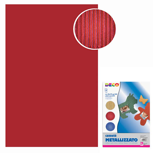 [TPC2225-3] CANNETE' METAL - BUSTA 10 FOGLI CM.50x70 - ROSSO