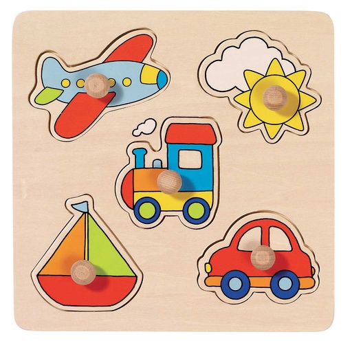 [TPC57547] PUZZLE LEGNO C/POMELLI CM.21X21 - IL MIO VIAGGIO (5 PZ.)